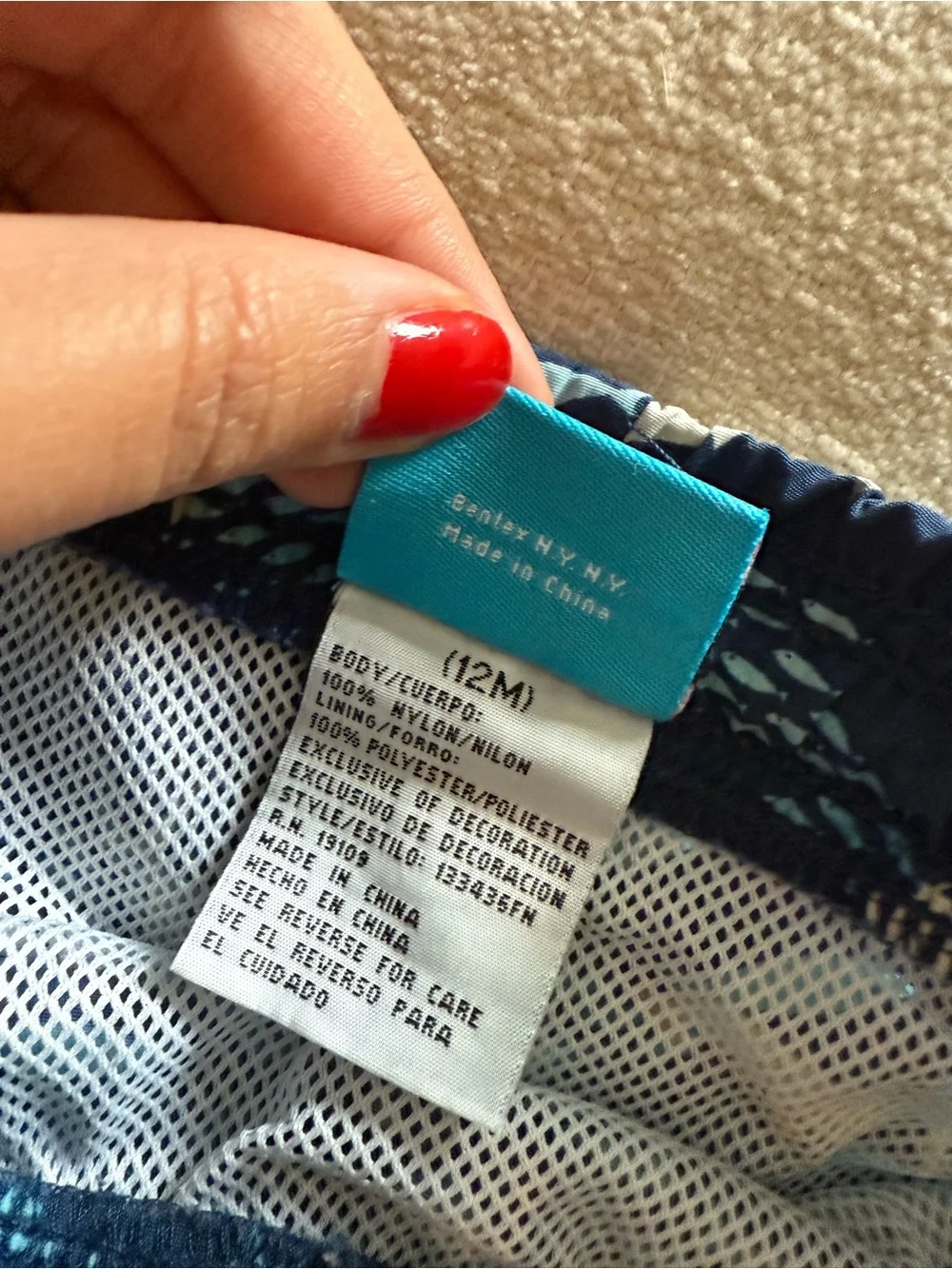 Disney FINDING NEMO Navy and Light Blue Shark & Fish Swim Trunks